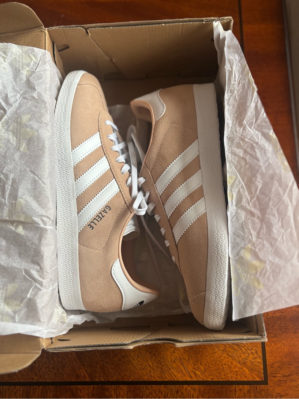 adidas Gazelle Sneakers in Beige and White
